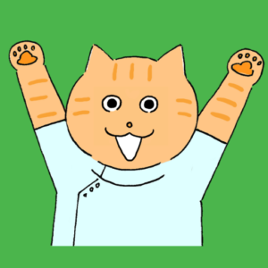 猫が両手を上げているねこひげ整体院のサイトアイコン