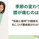 季節の変わり目に膝が痛む理由を解説する島原のねこひげ整体院ブログ用画像